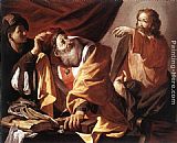 Terbrugghen Paintings - The Calling of St Matthew by Hendrick Terbrugghen
